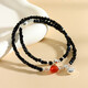 Pulsera de doble anillo de mijo de cristal blanco Catent Catned Cattado Tigre Tiger Garbow Agate Pulsera de mariposa Joya Z844 Pulsera de doble anillo de espinela negra