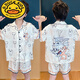 G.duckkids leche dragón dragón seda de seda fría pijama de verano mediano y niño grande delgada de manga corta