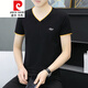 皮尔卡丹（pierre cardin）针织新款男士短袖V领韩版修身男装打底衫半袖休闲男式T恤上衣服潮 691白色 M