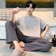 Banana Cotton Pyjamas für Männer im Sommer kurzärmelige Hose 2025 Neu einfaches Feste farbige Jungen-Sensing-Heimkleidung Set 13077 Herren-L-Männerstil