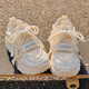 Summer Breathable Dad Zapatos para zapatos blancos de suela gruesa para mujeres Sports Sports Lendy Shoes 9905-1 Beige Leather Surface 35