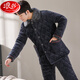 Langsha Herren Pyjamas Winter Koralle Samt dreischichtige Baumwolle verdickte Velvet Herbst und Winter warm warmes Flanell Home Kleidungsstück C9921# schwarzer grauer Männer plüsch] 2xl 3 Schichten x (145-165Jin [Jin gleich 0,5 kg]) Dreischicht dreischichtige Wattenton Wattenton