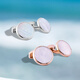 TATEOSSIAN British tateossian men's shirt cufflinks guilloché carved white mother-of-pearl cuff nails light luxury gift ready stock silver mother-of-pearl cufflinks