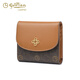 Jinlilai light luxury temperament women's bag fashionable short wallet PVC retro printed women's small card bag wallet versatile brown coffee