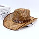 Men's Western Cowboy Hat Outdoor Travel Leisure Women's Sun Shade Straw Hat Summer Fishing Hat Sun Protection Cool Hat Navy Blue