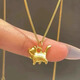 Dewey Fan's gold-plated silver 999 gold Tsundere Cat Necklace New Fashion Cute Three-dimensional Cat Pendant as a gift for your girlfriend Tsundere Cat Single Pendant (Thick Gold Layer)