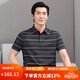 红都夏季新款男士短袖T恤商务休闲翻领簿款条纹微弹中年半袖t恤衫 灰色TA9226-1 M (170/88A)