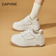 达芙妮;DAPHNE简约透气板鞋女2025秋季新款休闲小白鞋低帮厚底面包鞋系带鞋子女 卡其色 36