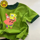 G.DUCKKIDS男童女童纯棉短袖T恤夏季新款卡通海绵宝宝半袖儿童洋气上衣t 673白色【派大星抱 海绵宝宝】 120