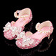 Mei Yi Tong Girls Sandals 2024 New Fashion Princess Shoes Soft Sole Baotou Baby Crystal Shoes Children's Summer Performance Silver Size 36 Inner Length 22CM
