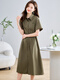 TJQ ​​Luxury High-End-Marke-Hemdkleid für Frauen 2025 Sommer Neue mittlere mittelgroße Abschleife und Taillenbaus, gelegentliches Rock Military Green M Empfohlen 115jin [Jin entspricht 0,5 kg]