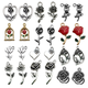 
DIY jewelry accessories rose flower oil drop oil alloy earring bracelet necklace keychain pendant pendant manufacturer 1 black rose 20x30mm-4g-16852