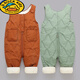 G.DUCKKIDS children's overalls for boys and girls in autumn and winter all-in-one velvet cotton pants for babies with open stalls for children and infants thickened outer trousers bean green plus velvet and thickened - 100
