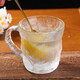 Summer hot style ins style glacier pattern glass cup with handle high-looking drinking cup men and women tea beer cup handle glacier cup tall style 300ml 1 piece
