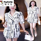 Woodpecker Fashion Suit Set for Women 2025 Summer New Small and Fashionable Age Reducing Dress Short Sleeve Shorts Two-piece Set White Flower M [Suggested 100 Jin [Jin equals 0.5 kg]]