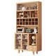 Sizhuge Kitchen Shelves Nordic Sideboard Microwave Oven Home Living Room Cabinet Home Solid Wood Multi-Function Storage Cabinet Wine Cabinet Brown 50 Basic Cabinets (Off the Shelves Once Available)