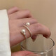 Niche high-end multi-layered pearl ring for women simple plain ring opening adjustable index finger ring 1 ring