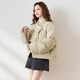 TonLion 2025 winter women's stand-up collar horn button solid color ultra-short cotton coat