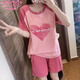 
Modal pajamas for women in summer short-sleeved pure cotton 2025 new Korean style student cute home clothes thin large size two-piece set short-sleeved suit--G6636 M [80-100Jin[Jin equals 0.5 kg]]