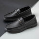 YRC Yierkang 2025 Été Génétique Cuir Cuir Casual Men's Chaussures British Style Chaussures en cuir décontracté Les gens paresseux Kick Hands 9903 Black 43