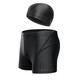 
Men's swimming trunks shark leather 2025 new waterproof swimming trunks with swimming cap flat corners plus fat plus size hot spring swimming trunks black [with hat]-9904 4XL