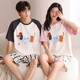 Langsha [cadeau chinois de la Saint-Valentin] Couple de pyjamas pour femmes Coton Pure d'été 2025 Nouveau court métrage de manches courtes Men's Men's Cartoon 844 Men L