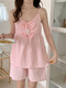 Modal pajamas with chest pad for women for summer suspenders thin woven cotton 2025 new princess sexy pure cotton home clothing set JDX_693# suspender cover apricot ribbon chest pad removable 4 M