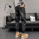 Aexmere Herren zerrissen Jeans Summer Trendy Brand Slim Feet 2025 New Summer 6636 Black. 29