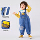 Dudujia children's denim overalls autumn clothing boys versatile woven pants girls autumn loose casual pants cartoon children's clothing denim blue 90