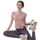 Yoga clothes for women 2025 new short-sleeved slim sports tops Pilates training clothes fitness clothes set brown top fixed chest pad S S one size fits all