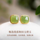Lao Fengxiang Premium Hetian Jade Earrings for Women Sugar Cube Sterling Silver Earrings Practical Birthday Gifts for Girlfriends and Wife Jingdong Bakura Shipments *Same/Next Day Delivery - Light Luxury High-Grade Hetian Jade Earrings