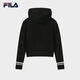 FILA 斐乐官方女士编织衫2025冬季新款休闲宽松连帽拉链毛衣开衫 正黑色-BK XL 175/92A/XL