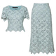 Roeyshouse looki costume vert clair haut de gamme 2025 Été Nouvelle jupe de corps mince en dentelle 12240 vert clair L