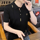 JEEP SPIRIT翻领针织短袖t恤男士薄款修身夏季冰丝上衣潮流上衣polo体恤衫男 2575-白色 M 90-105斤