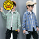 G.duck brand children's clothing boys plaid shirt spring and autumn children's long-sleeved shirt handsome boy autumn clothes for middle and large children blue plus velvet 150