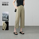 Yalida Yamamoto Pantalon à huit points pantalon à jambes larges étroites pour femmes Pantalons décontractés d'été 2025 NOUVEAU PANTAL FEMMES BLACK PANTAGE GREEN GREEN (E0) M