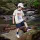 TTPMER children's short-sleeved T-shirt 2025 summer and autumn boy cool girl loose versatile top T-shirt trendy beige 1048 [cotton style] 110 (recommended 32-44Jin [Jin equals 0.5 kg])