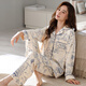 Pyjamas mince et jiao pour les femmes en automne et en hiver à manches longues pantalon mince de style chinois peinture en vrac de grande taille vêtements de printemps 9227 xl recommandée 120-140jin [Jin est égal à 0,5 kg]