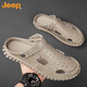 Jeep (Jeep) Sandalias Baotou para hombres de doble uso de hombres 2023 Summer NUEVO estilo al aire libre Driver de dos lados Sandalias de cuero de playa transpirable 12033 Hy Black 40