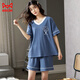 Cat Man Pajamas for Women in Summer Pure Cotton Lindo estilo universitario de estilo universitario de estilo corto de manga corta de dos piezas que se puede usar ropa de casa fuera de GXT-6630 L (recomendado 95-110Jin [Jin es igual a 0,5 kg])