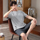 Zhulu summer pajamas men's round neck pullover pure cotton short-sleeved suit loose casual Korean style printed thin men's home clothing G867 L