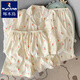 Woodpecker Sweet Rose Pure Cotton Gauze Pajamas Women's Summer Short Sleeve Shorts Trousers Three-Piece Cardigan Home Clothing Yunduo Cotton-9906# Star Puppy Three-Piece Set M [Suggested 75-100Jin [Jin equals 0.5 kg]]