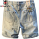 AEMAPE Apple Summer Investly Shorts de gran tamaño de gran tamaño de color Light Cotton Five Jeans de cinco cúbicos Bordado de moda Azul de alta gama de alta gama [XY9922] 28 Adecuado para el peso 95-108Jin [Jin equivale a 0.5 kg]