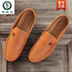 Woodpecker white bean shoes men's spring and summer lazy shoes versatile new trendy driving men's shoes Korean casual soft leather shoes White 9880 43