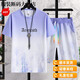 Montagut Light Luxury -Verlaufsfarb -Ice Seide Kurzschlärm Shorts Anzug Herren Sommer Dünner Jugend -Casual Sportset 9922 Set - Leichte lila m (ca. 105 ~ 120 Jin [Jin gleich 0,5 kg] kann getragen werden)