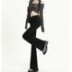 Lat edged micro-flare jeans for women in spring and autumn new high-waisted slim fit elastic large size drooping floor pants DM Yizhan A826 black M
