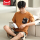 
Catman (MiiOW) pure cotton pajamas men's summer short-sleeved shorts for young students thin summer large-size pure cotton home clothing set D1996 (A679) L (110-130Jin [Jin equals 0.5 kg])