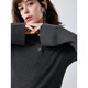 ELLE French high-end sheep wool textured sweater for women 2025 autumn new simple slim sweater dark gray S