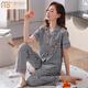 Modal summer pajamas women's pure cotton short-sleeved trousers cotton thin summer summer style middle-aged mother's home clothes LNY-9922 M - Recommended 80-95Jin [Jin equals 0.5 kg]