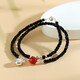 Pulsera de doble anillo de mijo de cristal blanco Catent Catned Cattado Tigre Tiger Garbow Agate Pulsera de mariposa Joya Z844 Pulsera de doble anillo de espinela negra
